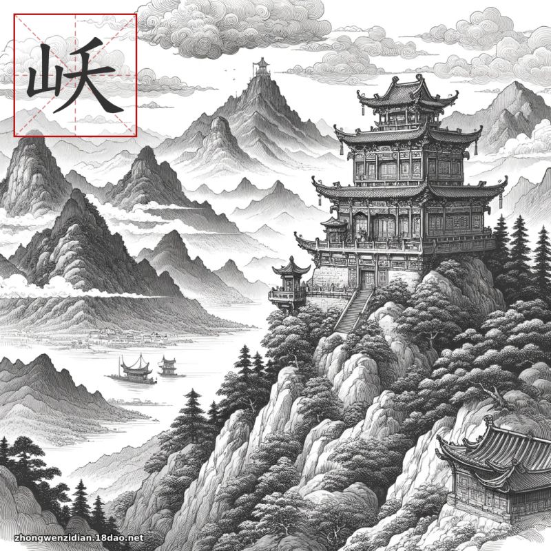 岆 - 中文字典配圖