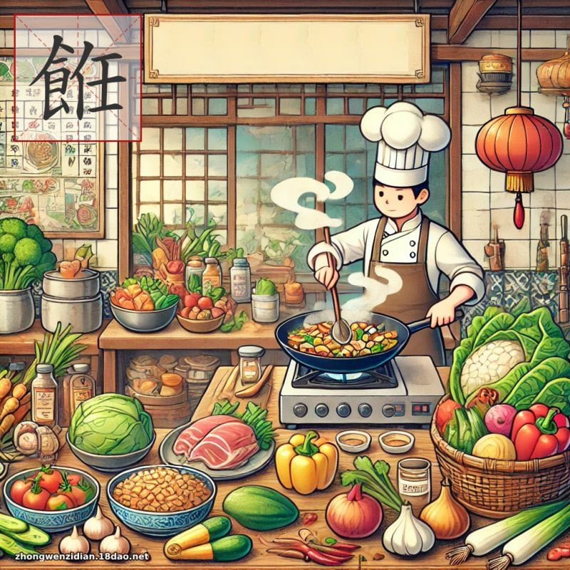 餁 - 中文字典配圖